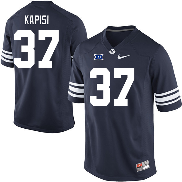 BYU Cougars #37 Jordan Kapisi Big 12 Conference College Football Jerseys Stitched Sale-Navy